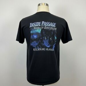 Vintage Harley Davidson Inside Passage Ketchikan Alaska Wolf Shirt XL Y2K